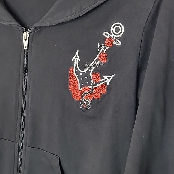 Living Dead Souls Goth Sailor Embroidered Sweater Size Medium - Picture 2 of 6